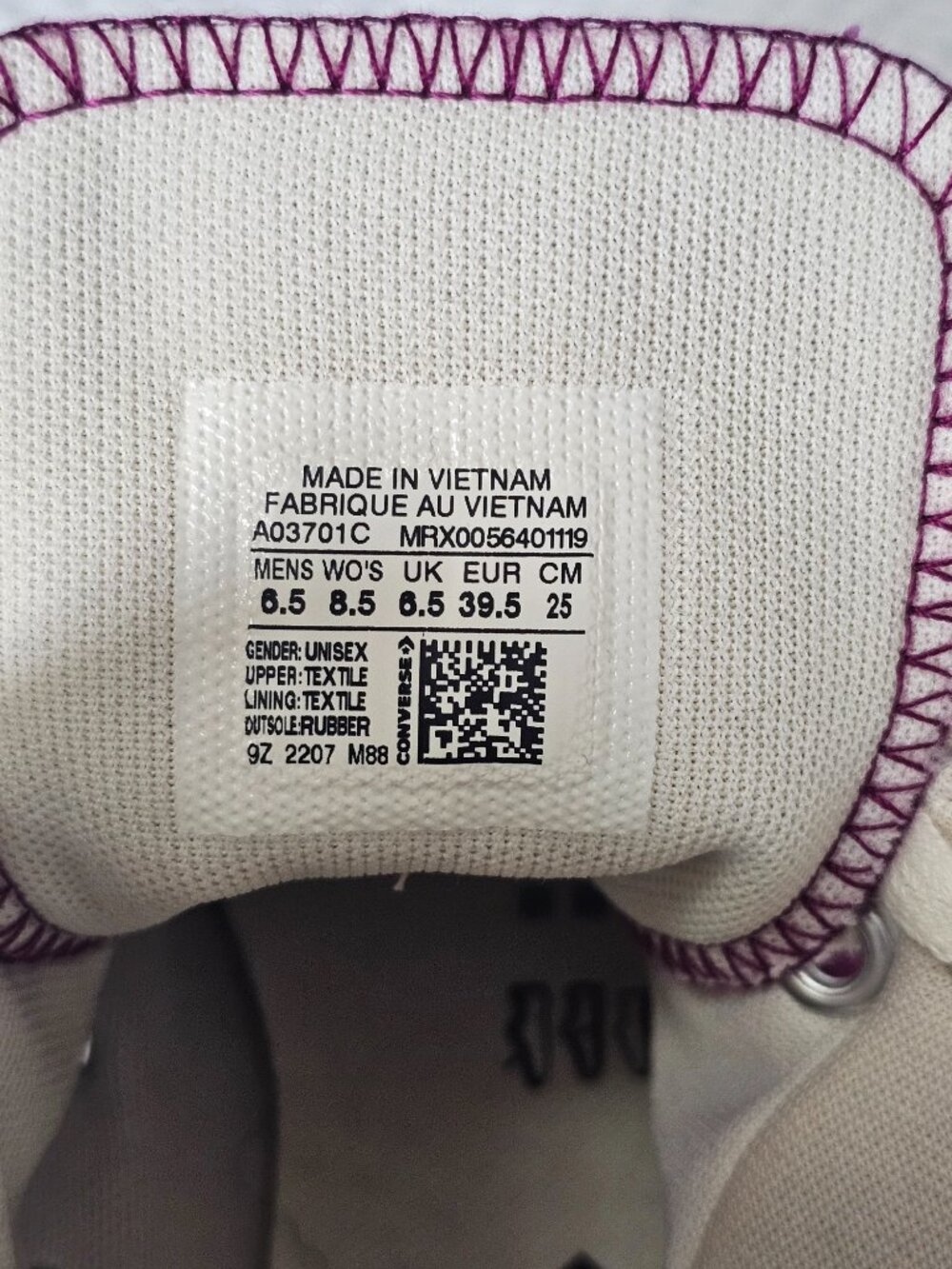 Converse Chuck Taylor All Star Lugged 2.0 Hi Top Plum Berry 8.5 Women, 6.5 Men - Picture 9 of 9